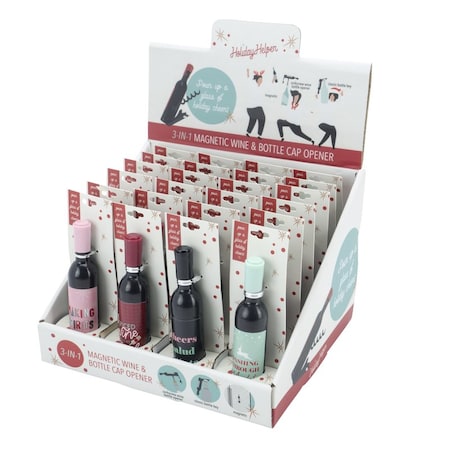 Dm Merchandising Holiday Helper Assorted Wine & Bottle Cap Opener Indoor Christmas Decor XCRK24